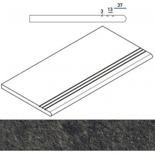 Italon Ступень Room X2 Black Stone закругленная грип левая 30x60 620040000103