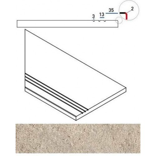 Italon Угол Everstone X2 Desert Бортик грип левый 30x60 620090000642