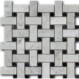 Мозаика Basket Weave Bianco Carrara/Nero Marquina 1,5х1,5 3х6