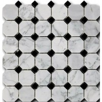 Мозаика Octagon Pattern Bionco Carrara/Nero Marquina 1,5х1,5 4,9х4,9