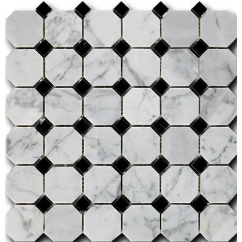 Art&Natura Мозаика Octagon Pattern Bionco Carrara/Nero Marquina 1,5х1,5 4,9х4,9 