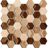 Мозаика Drops stone brown hex