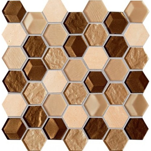 Tubadzin Мозаика Drops stone brown hex 