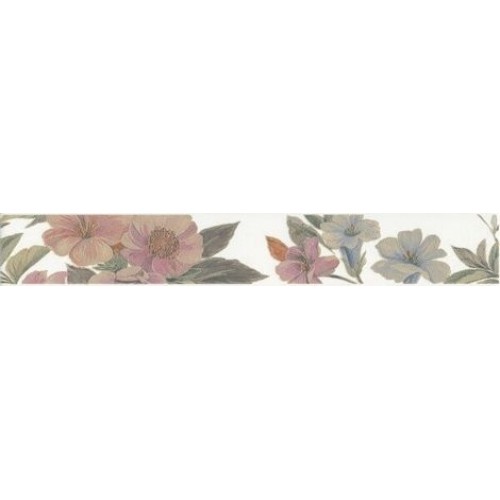 Kerama Marazzi Бордюр Ломбардиа Цветы белый длинный 6x40 VT\A164\6397