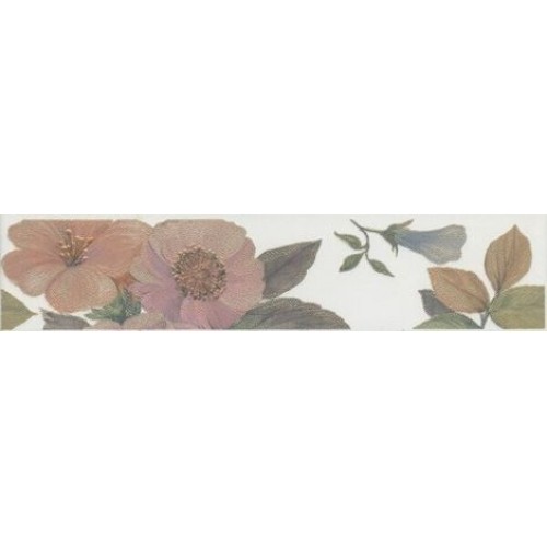 Kerama Marazzi Бордюр Ломбардиа Цветы белый короткий 5,4x25 VT\A163\6397