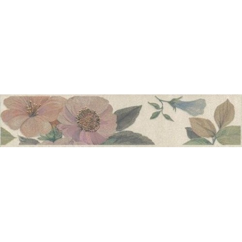 Kerama Marazzi Бордюр Ломбардиа Цветы бежевый короткий 5,4x25 VT\B163\6401