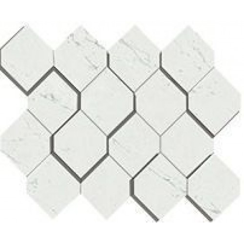 Atlas Concorde Мозаика Marvel Stone Carrara Pure Mosaico Esagono 3D AS4A
