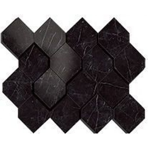 Atlas Concorde Мозаика Marvel Stone Nero Marquina Mosaico Esagono 3D AS4B