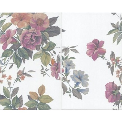 Kerama Marazzi Панно Ломбардиа Цветы белый (из 2-х плиток) 40x50 VT\A162\2x\6397