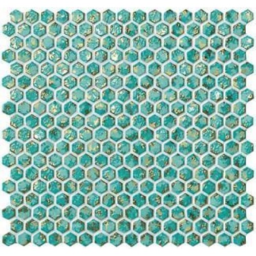 Atlas Concorde Декор Dwell Turquoise Hexagon Gold 30x30 6DHT