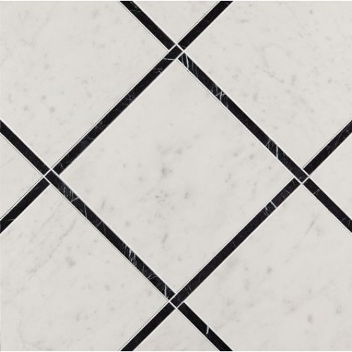Fap Ceramiche Декор Roma Diamond Incroci Carrara Nero Reale Inserto 60x60 