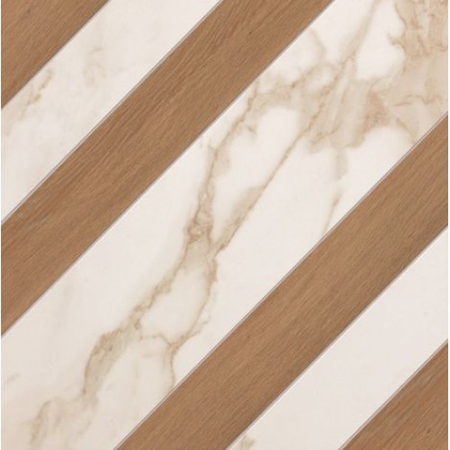 Fap Ceramiche Декор Roma Diamond Righe Calacatta Bark Avana Inserto 60x60 