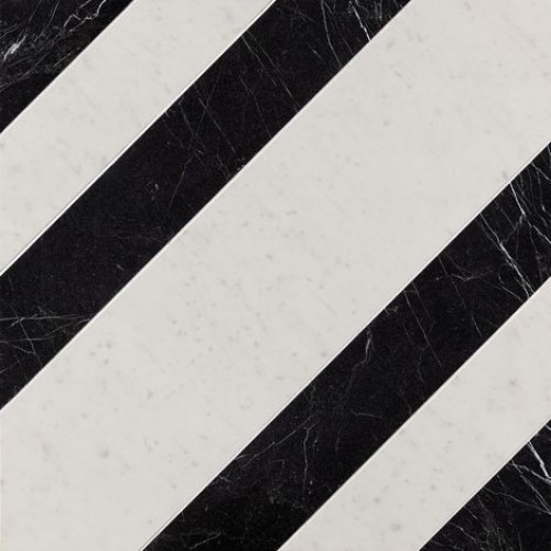 Fap Ceramiche Декор Roma Diamond Righe Carrara Nero Reale Inserto 60x60 