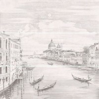 Панно Город на воде Venice обрезной (из 3-х плиток) 75x75