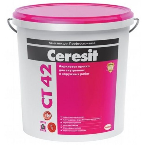 Ceresit CT 42 Акриловая краска для наружных и внутренних работ, база (15 кг) 
