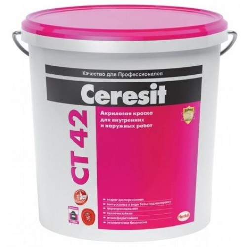 Ceresit CT 42 Акриловая краска для наружных и внутренних работ, группа C (15 кг) 