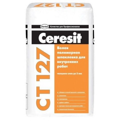 Ceresit CT 127 Белая финишная полимерная шпатлевка для внутренних работ 25 кг 