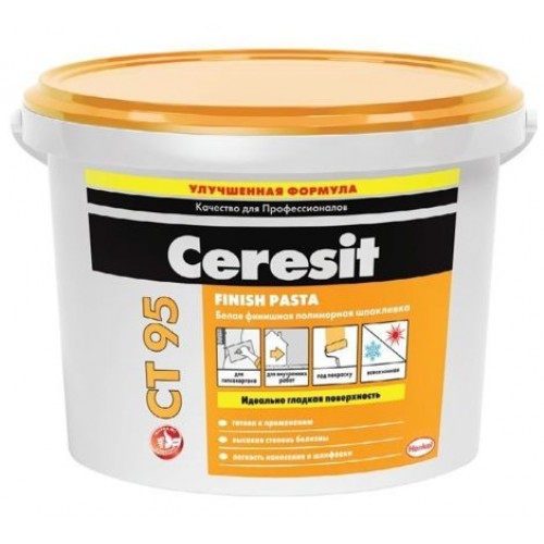 Ceresit CT 95 Готовая белая финишная полимерная шпатлевка 25 кг 