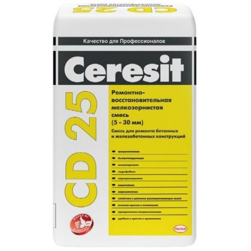 Ceresit CD 25 Мелкозернистая ремонтно-восстановительная смесь для бетона (5-30 мм) (25 кг) 