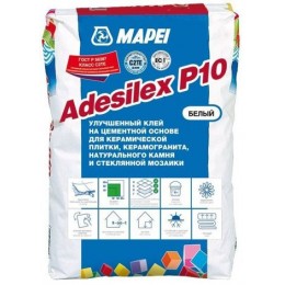 Клей Adesilex P10 Цементный для укладки стеклянной, керамической и мраморной мозаики, белый (25 кг)
