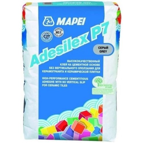 Mapei Клей Adesilex P7 Улучшенный на цементной основе для керамической плитки, керамогранита и натурального камня, серый (25 кг) 