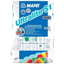 Клей Ultralite S1 Однокомпонентный цементный для керамической плитки, керамогранита и натурального камня, серый (15 кг)