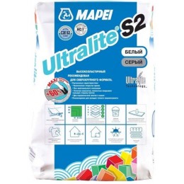 Клей Ultralite S2 Однокомпонентный на цементной основе для керамической плитки и натурального камня, серый (15 кг)
