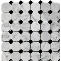 Мозаика Octagon Pattern Bionco Carrara/Nero Marquina 1,5х1,5 4,9х4,9