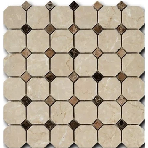Art&Natura Мозаика Octagon Pattern Botticino Fiorito/Dark Imperator 1,5х1,5 4,9х4,9 