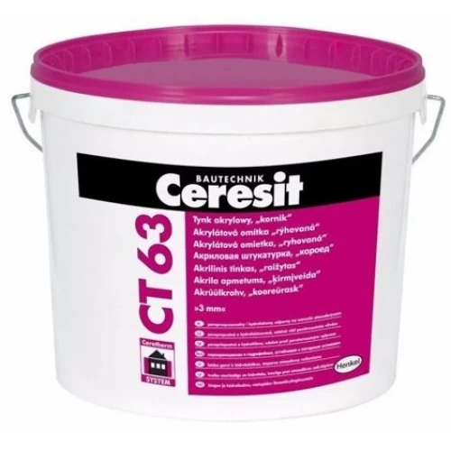 Ceresit CT 63 Акриловая декоративная штукатурка Короед, группа B, фракция 3 мм (25 кг) 